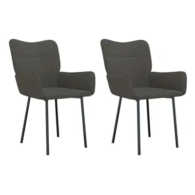 (Dark grey) vidaXL 2x Dining Chairs Velvet Kitchen Upholstered Dining Seat Black/Dark Grey