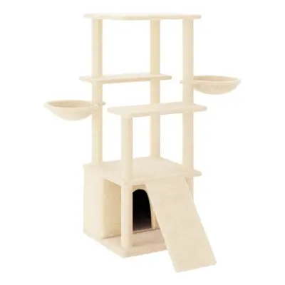 (cream) vidaXL Cat Tree with Sisal Scratching Posts Cat Scratch Tower Climber Dark Grey