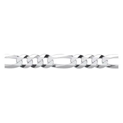 Jewelco London Unisex Rhodium Plated Sterling Silver Diamond-cut 3+1 Figaro Chain Bracelet 7mm 8