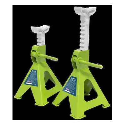 Axle Stands (Pair) Tonne Capacity per Stand Ratchet Type - Hi-Vis Green