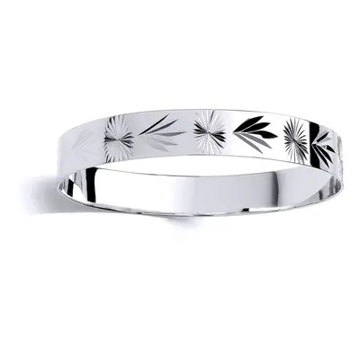 Jewelco London Kids Sterling Silver Diamond-cut Engraved Willow Tree Leaf Slave Baby Bracelet 10