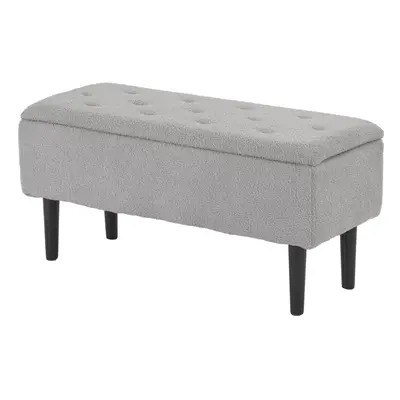 HOMCOM 15" Ottoman Storage Box with Wooden Legs and 47L Storage Capacity, Grey