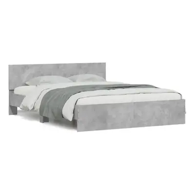 (concrete grey, x cm) vidaXL Bed Frame with Headboard Bedroom Bed Base Mattress Foundation Bedst