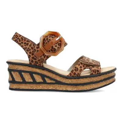 (7.5 (Adults')) | Brown Leopard | Womens Wedge Heel Sandals