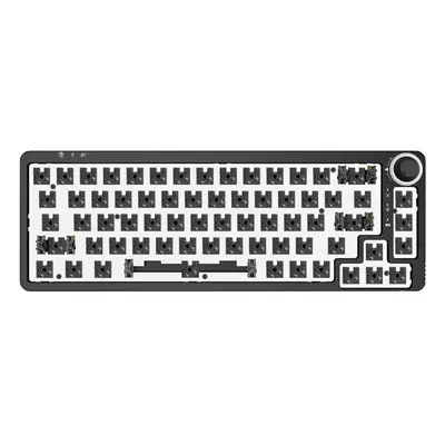 (Black) 2.4GHz Customized Keys Triple Mode RGB Hot Swappable Keyboard Kit With Rotate Button