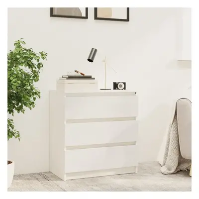 vidaXL Solid Pinewood Bedside Cabinet White Nightstand Couch Drawer Cabinet