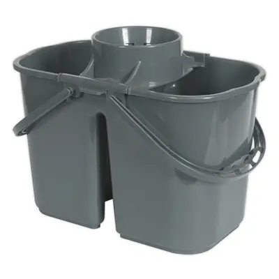 15 Litre Dual Compartment Mop Bucket - Removeable Wringer - Two Carry Handles