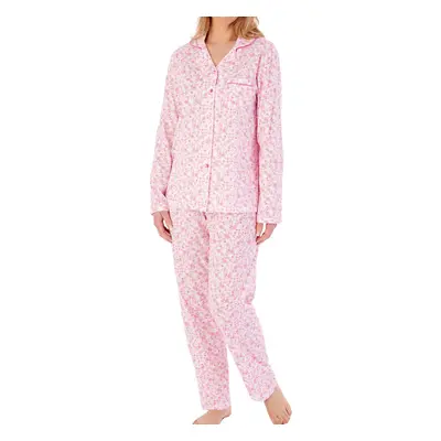 (Pink, 20/22) Slenderella PJ02103 Women's Ditsy Print Cotton Revere Pyjama Set