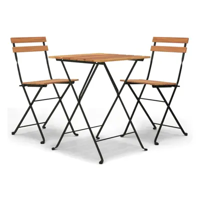 vidaXL Solid Wood Teak Folding Bistro Set Piece Steel Garden Table and Chair