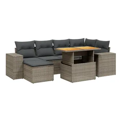 vidaXL Garden Sofa Set Piece with Cushions Outdoor Sofa Grey Poly Rattan