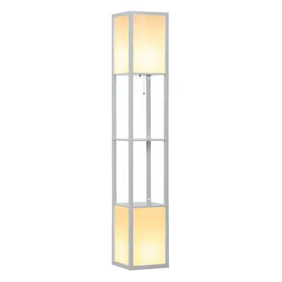 HOMCOM Shelf Floor Lamp with Dual Light, for Living Room, Bedroom, Black