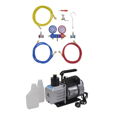 vidaXL Vacuum Pump L/min with 2-way Manifold Gauge Set in Tool Kit Air Tool