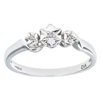 (O) Jewelco London Ladies 9ct White Gold Diamond Accent Ring