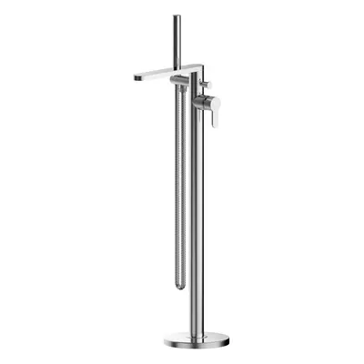 Contemporary Freestanding Round Bath Shower Mixer Tap - Chrome