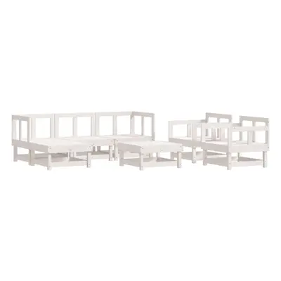 (white) vidaXL Garden Lounge Set Outdoor Modular Sofa Set Piece Solid Wood Pine