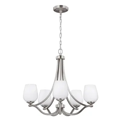 5 Bulb Chandelier Hanging Pendant LIght Satin Nickel LED E27 60W Bulb