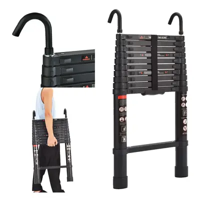 3.2M/10.5FT Telescopic Ladder with Detachable Hook Aluminum Heavy Duty Extendable Multi Purpose 