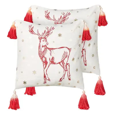 Set of Decorative Cushions VALLOTA Cotton x cm White Christmas Pattern