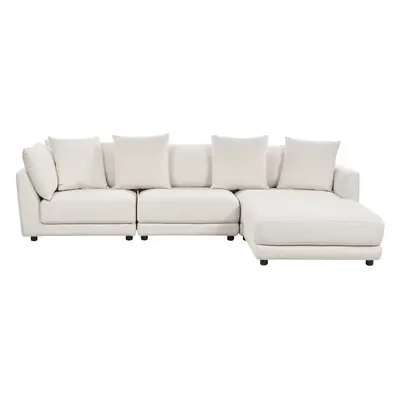 3 Seater Fabric Sofa with Ottoman Off-White SIGTUNA