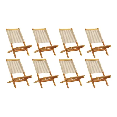 (beige, pcs) vidaXL Garden Chairs Outdoor Dining Chair Solid Wood Acacia and Polypropylene