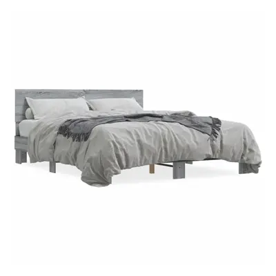 (grey sonoma, x cm) vidaXL Bed Frame Home Bed Base Sonoma Oak 90x200 cm Engineered Wood and Meta