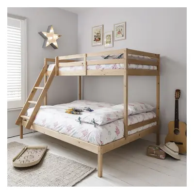 Kent Triple Bunk Bed with Single and Double Bed in Natural Pine