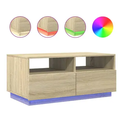 (sonoma oak, x x cm) vidaXL Coffee Table with LED Lights Hallway Accent End Table Side Sofa Tabl