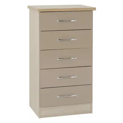 Nevada Drawer Narrow Chest Oyster Gloss/Light Oak Effect Veneer