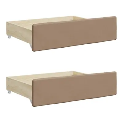 (cappuccino) vidaXL Bed Drawers Storage Unit Bed Box pcs Engineered Wood and Faux Leather