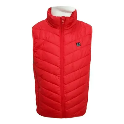 (Red, M) Electric Heated Vest Waistcoat Cloth Jacket USB Thermal Warm Winter Body Warmer