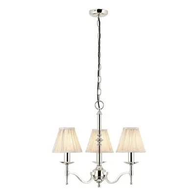 Avery Ceiling Pendant Chandelier Light Lamp Bright Nickel & Beige Pleat Shade