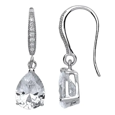 Jewelco London Ladies Sterling Silver Pear Cubic Zirconia Tears of Joy Drop Earrings - GVE425