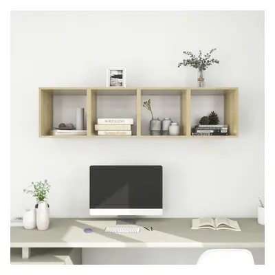 vidaXL 4X Wall Cabinets White and Sonoma Oak 37x37x37 cm Chipboard Space Shelf