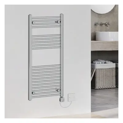 (1100x500mm, Chrome) WarmeHaus Electric Heated Towel Rail Straight Thermostatic Bathroom Towel R