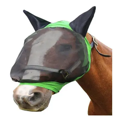 (Green) Horse Fly Mask Ear Cover Full Face Armour Mesh