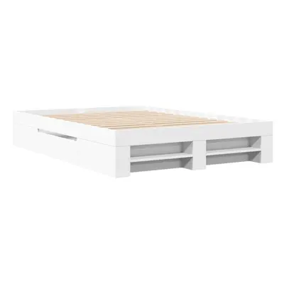 vidaXL Bed Frame Bed Base Mattress Foundation White 140x200 cm Engineered Wood