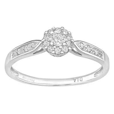 (O) Jewelco London 9ct White Gold Round 0.25ct Halo Diamond Engagement Ring - PR1AXL2268W