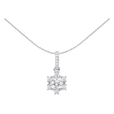 Jewelco London Ladies Rhodium Plated Sterling Silver CZ Butterfly Cluster Solitaire Pendant Neck