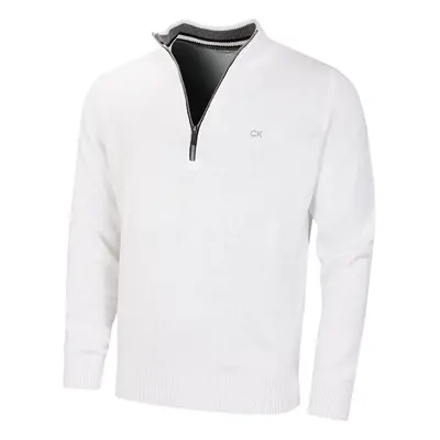 (XL, White Sport) Calvin Klein Mens Knit Cotton 1/2 Zip Golf CK Top Sweater