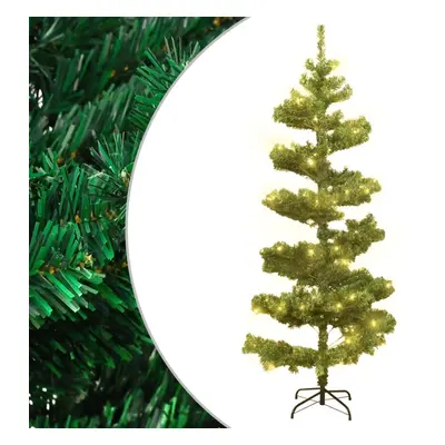 (green, x cm) vidaXL Swirl Christmas Tree with Stand and LEDs Green PVC Decor Multi Sizes