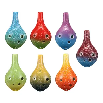 (D) Holes Ceramic Ocarina Alto C Tone Bottle Style Musical Instrument with Lanyard Music Score F