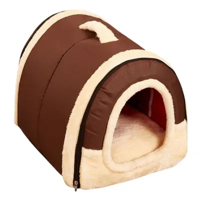 (Brown, 45x35x35cm) Pet House Bed For Small Animals