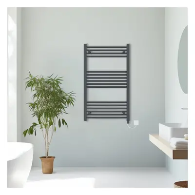 (Anthracite, 1000x600mm) Prefilled Electric Straight Heated Towel Rail Radiator Ladder Warmer