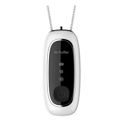 (White, Chain Type) Portable Ozone Air Purifier Hanging Neck Negative Ion Air Purifier for Home 