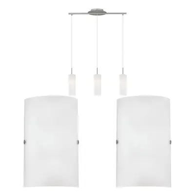 Ceiling Pendant Light & 2x Matching Wall Lights Satin Nickel & Glass Triple Lamp