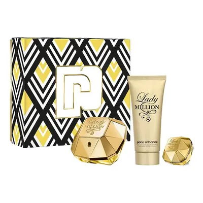 Paco Rabanne Lady Million Gift Set 80ml EDP Spray + Eau de Parfum 5ml + Body Lotion 100ml