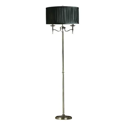 Luxury Classic Twin Arm Feature Floor Lamp Polished Nickel & Black Organza Shade