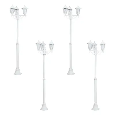 4 PACK IP44 Outdoor Bollard Light White Aluminium Lantern Arm 60W E27 Post