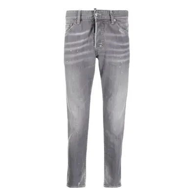 (W30 L32) Dsquared2 Skinny Dan Faded Grey Paint Splatter Effect Jeans