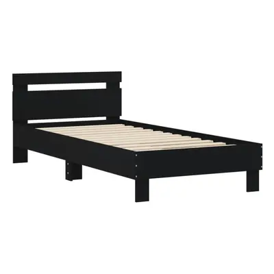 (black, x cm) vidaXL Bed Frame with Headboard Bed Base Mattress Foundation Engineered Wood